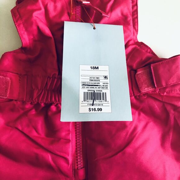NWT Cat & Jack Baby Size 18 Months Heavyweight Snow Bibs Overalls Pink - Picture 6 of 11